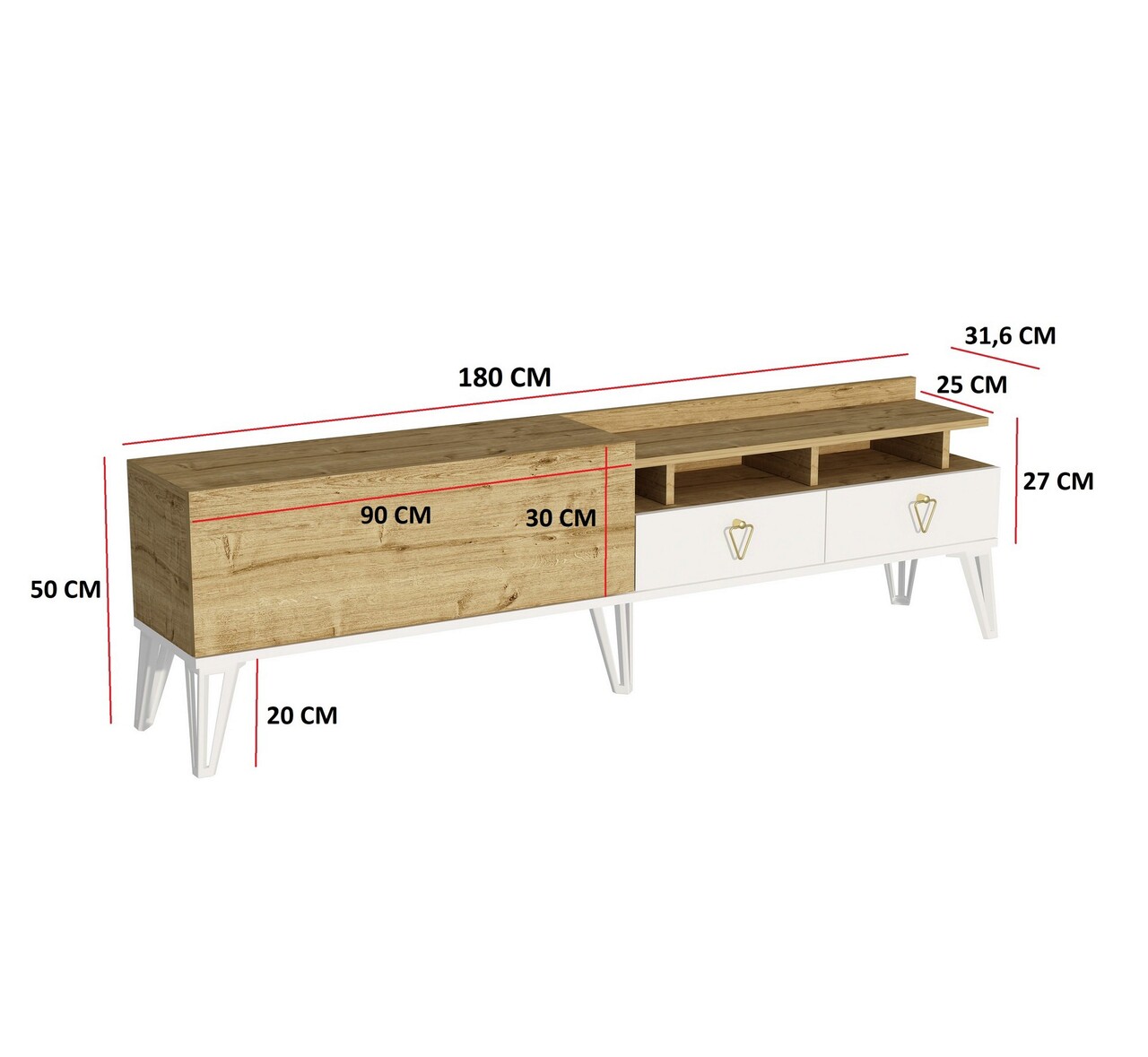 Masa extensibila, Hanah Home, Bendir, 132x79x76.5 cm, Alb/Negru - imagine 6